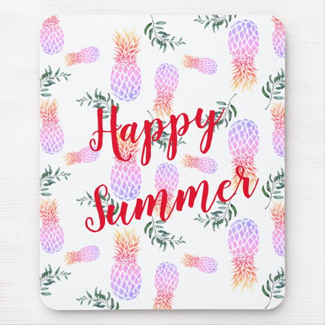 PINK & ORANGE PINEAPPLE GLÜCKLICHER SOMMER MOUSEPAD (Vorne)