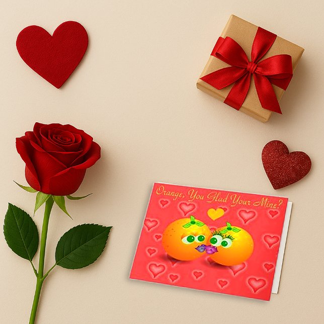 Pink Orange Pun Love Greeting Card Dankeskarte (Von Creator hochgeladen)