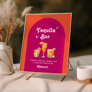 Pink & Orange Sonnenuntergang Retro Tequilabar Poster