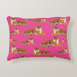 Pink Orange Tiger Tiermuster Dekokissen