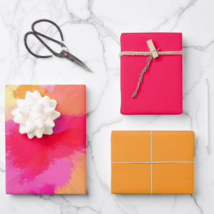 Pink, Orange und Gelb Umrandungspapier Geschenkpapier Set