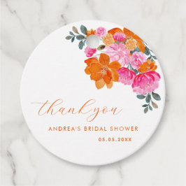 Pink Orange Vibranly Floral Brautparty Vielen Dank Geschenkanhänger