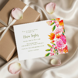 Pink Orange Watercolor Floral Spring Bridal Shower Einladung
