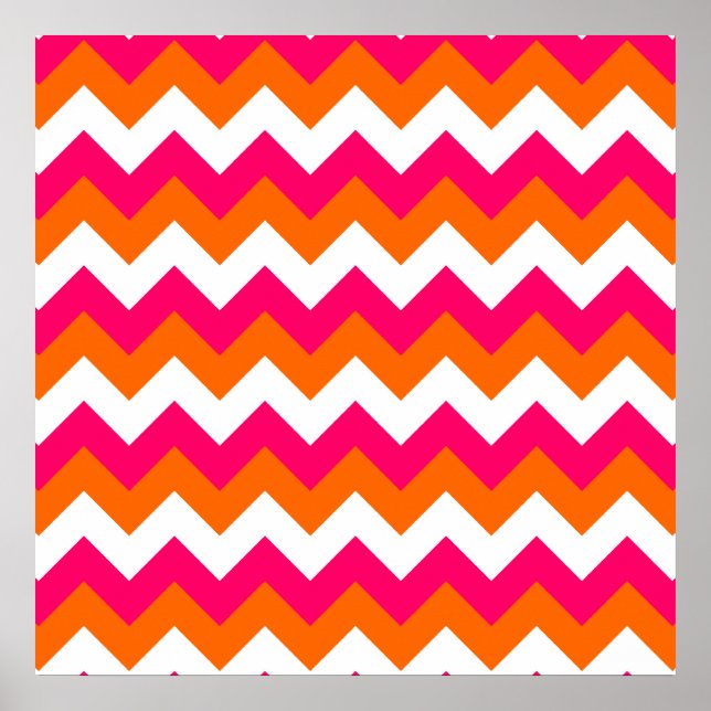 Pink Orange White Zigzag Poster (Vorne)
