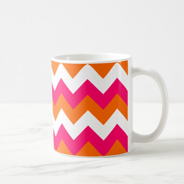 Pink Orange White Zigzag Tasse (Rechts)