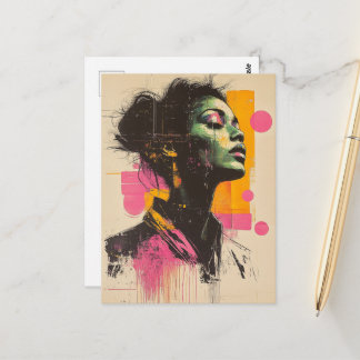 Pink Orange Woman Postkarte
