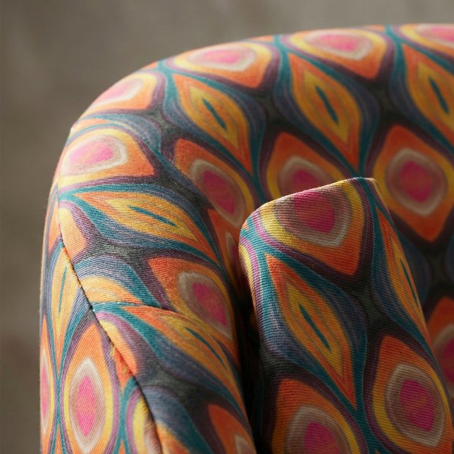 Pink Orange Yellow Retro Funky Abstraktes Muster Stoff (Von Creator hochgeladen)