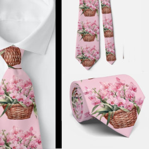 Pink Orchid Blume Neck Tie Krawatte