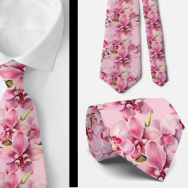 Pink Orchid Blume Neck Tie Krawatte