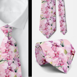 Pink Orchid Blume Neck Tie Krawatte