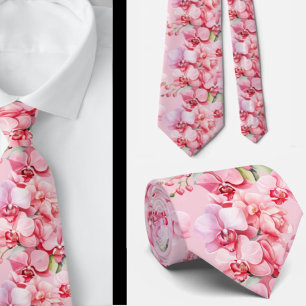 Pink Orchid Blume Neck Tie Krawatte