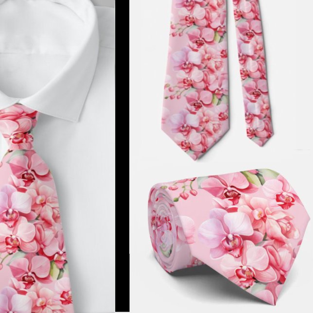 Pink Orchid Blume Neck Tie Krawatte (Von Creator hochgeladen)