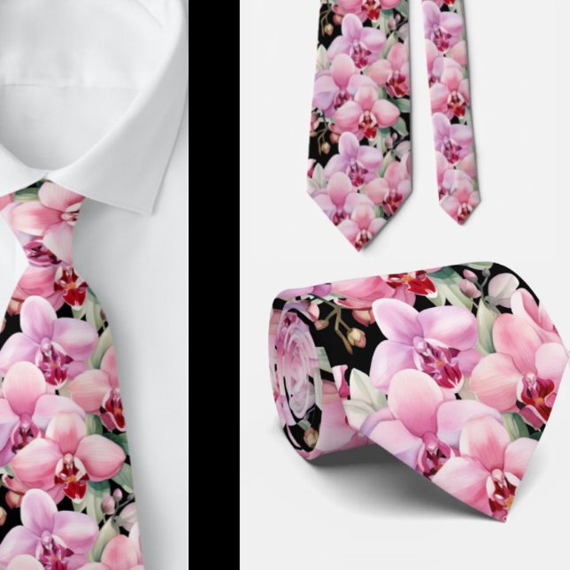 Pink Orchid Blume Neck Tie Krawatte (Von Creator hochgeladen)