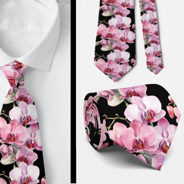 Pink Orchid Blume Neck Tie Krawatte (Von Creator hochgeladen)