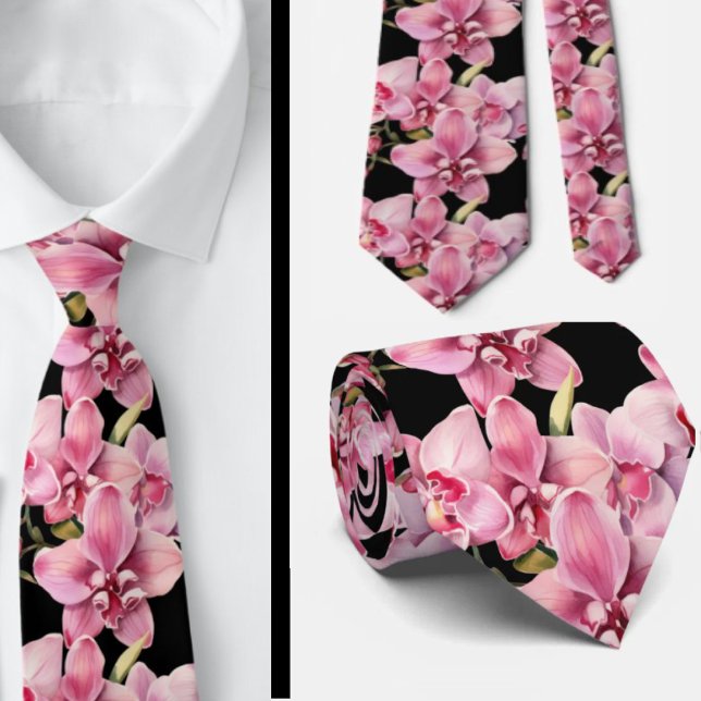 Pink Orchid Blume Neck Tie Krawatte (Von Creator hochgeladen)