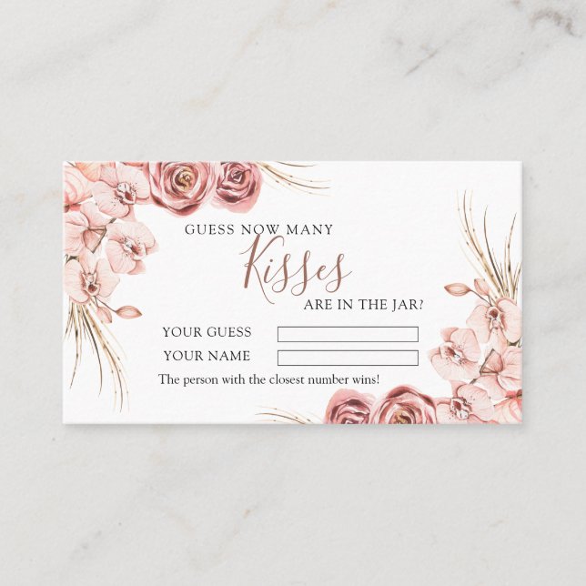 Pink Orchid Boho Wie viele Kisses Showspielkarte Platzkarte (Vorderseite)