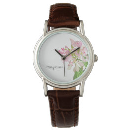 Pink Orchid Floral Design – Elegant Botanical Art Armbanduhr