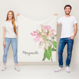 Pink Orchid Floral Design – Elegant Botanical Art Fleecedecke