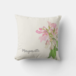 Pink Orchid Floral Design – Elegant Botanical Art Kissen