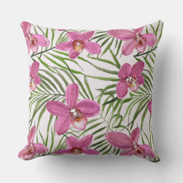 pink orchid floral pattern kissen