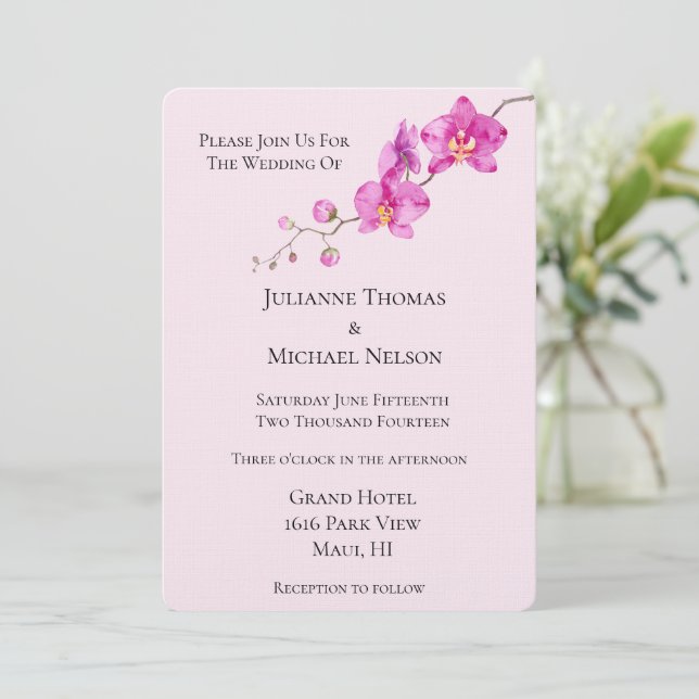 Pink Orchid Floral Wedding Einladung