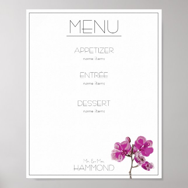 Pink Orchid Menü Poster (Vorne)