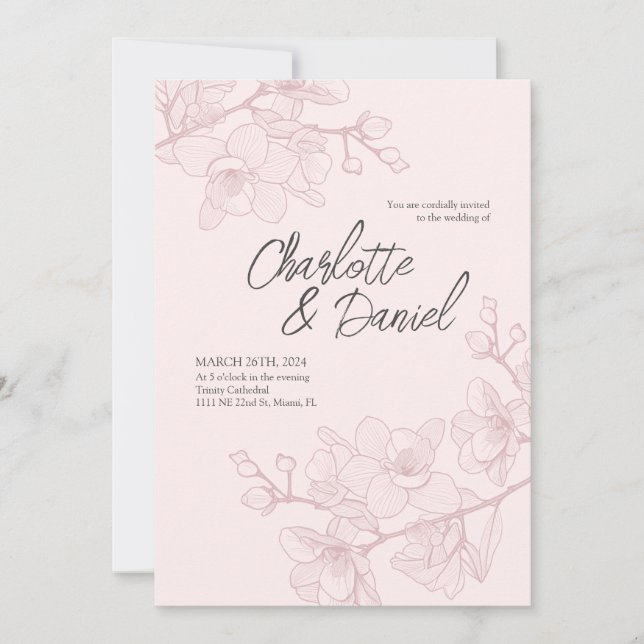 Pink Orchid Momente | Hochzeit Einladung (Vorderseite)