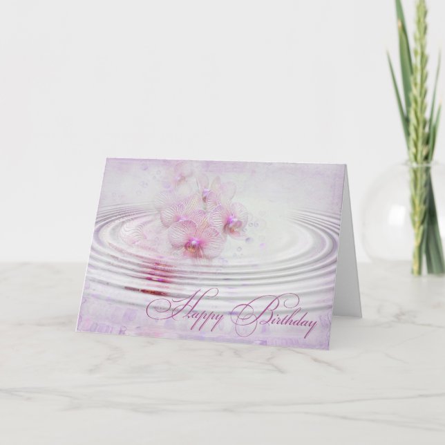 Pink Orchid Ripples zum Geburtstag Karte (Vorderseite)