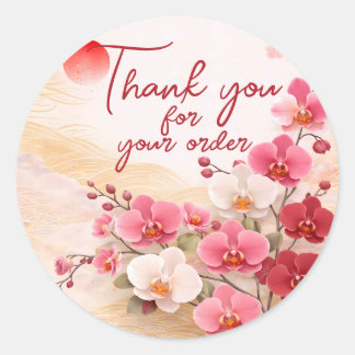 Pink orchid Thank You For your order Runder Aufkleber
