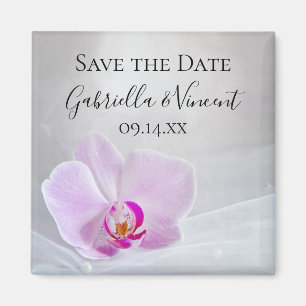 Pink Orchid und Bridal Veil Hochzeit Save the Date Magnet