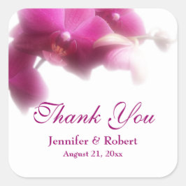 Pink Orchid Vielen Dank Quadratischer Aufkleber