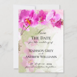 Pink Orchid Watercolor Splash Save the Date