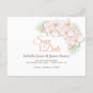 Pink Orchid Wedding Save the Date Ankündigungspostkarte