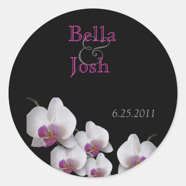 Pink Orchid Wedding Stickers (Vorderseite)