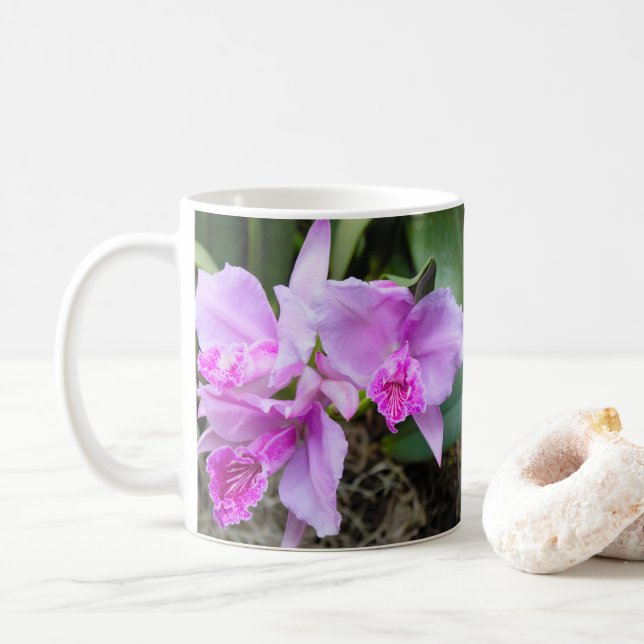 Pink Orchids Bouquet Kaffeetasse (Mit Donut)