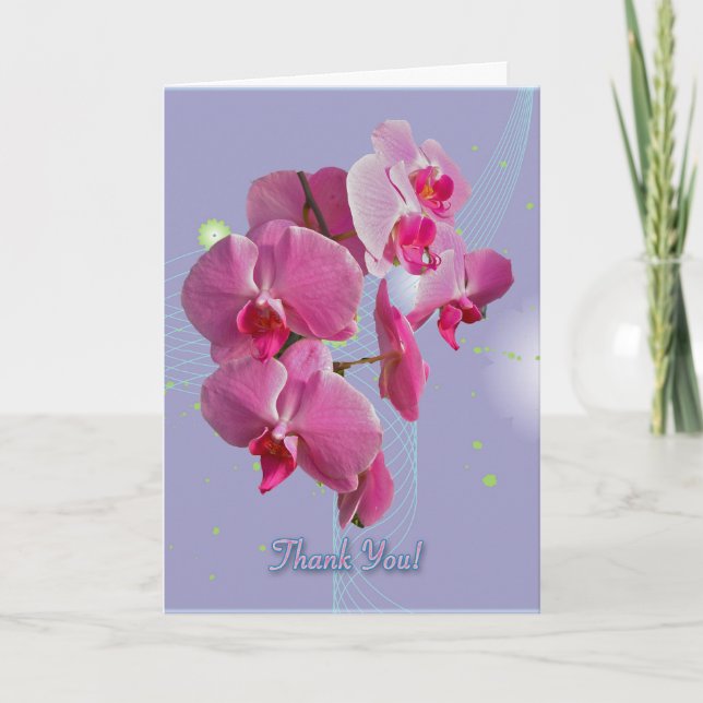 Pink Orchids Danke Karte (Vorderseite)