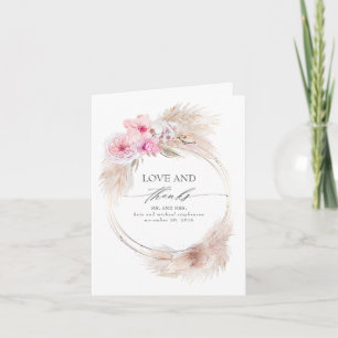 Pink Orchids Pampas Grass Wedding Vielen Dank Dankeskarte