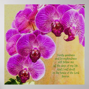 Pink Orchids Psalm 23 Custom Art Poster