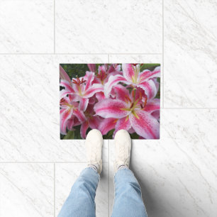 Pink Oriental Lilies Floral Fußmatte