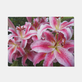 Pink Oriental Lilies Floral Fußmatte