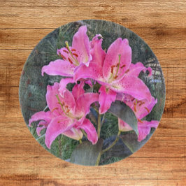 Pink Oriental Lilies Floral Schneidebrett