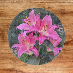 Pink Oriental Lilies Floral Schneidebrett