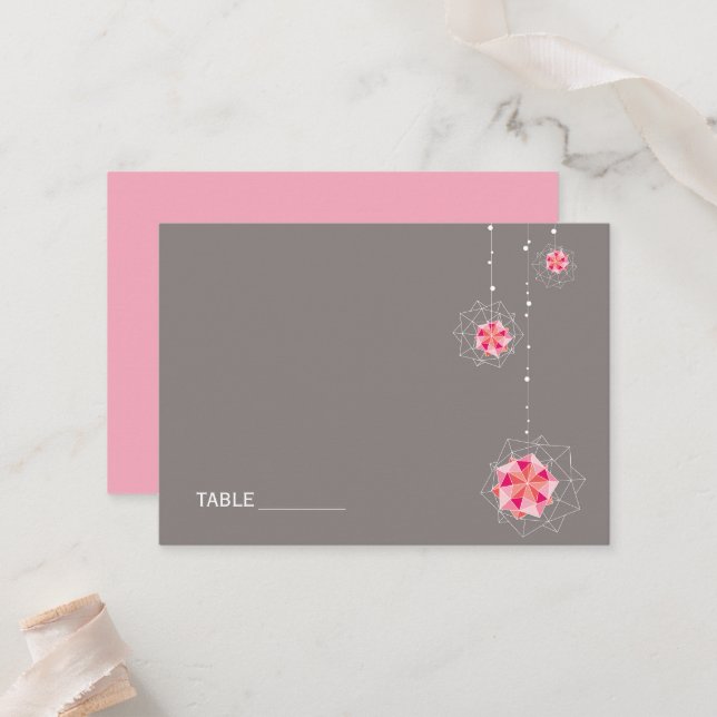 Pink Origami Hanging Ornament Lights Asiatische Ho Platzkarte (Vorderseite/Rückseite Beispiel)