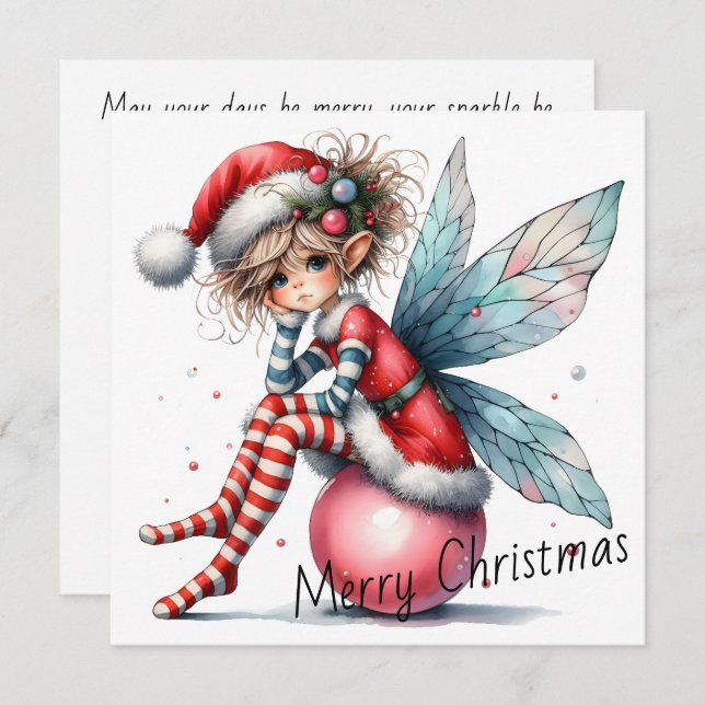 Pink Ornament Fairy – Holiday Card (Vorne/Hinten)