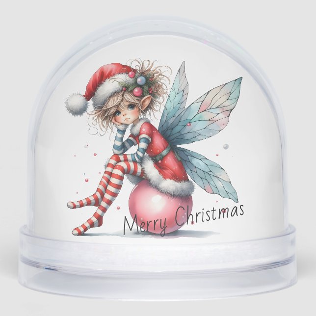 Pink Ornament Fairy Snow Globe Schneekugeln (Vorderseite)