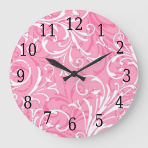 Pink Ornamental Round Clock Große Wanduhr