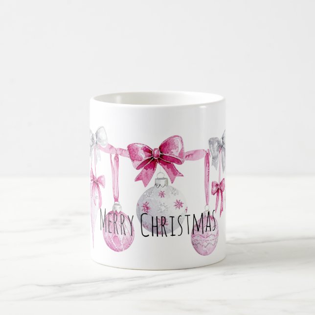 Pink Ornaments Bows Christmas  Kaffeetasse (Mittel)