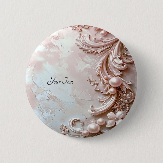 Pink Ornate Pearl and Floral Button (Vorderseite)