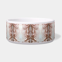 Pink Ornate Pearl and Floral Ceramic Pet Bowl