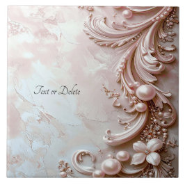 Pink Ornate Pearl and Floral Ceramic Tile Fliese